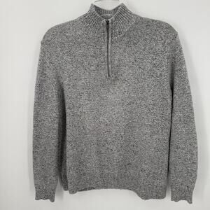 Croft & Barrow Mens Quarter Zip Sweater Large Gray Knit Pullover
